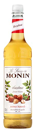 MONIN Premium Hazelnut Syrup 1L for Coffee and Cocktails. Vegan-Friendly, 100 Percent Natural Flavours and Colourings. Sugar-Free Hazelnut Coffee Syrup - Hazelnut - 1 l (Pack of 1)