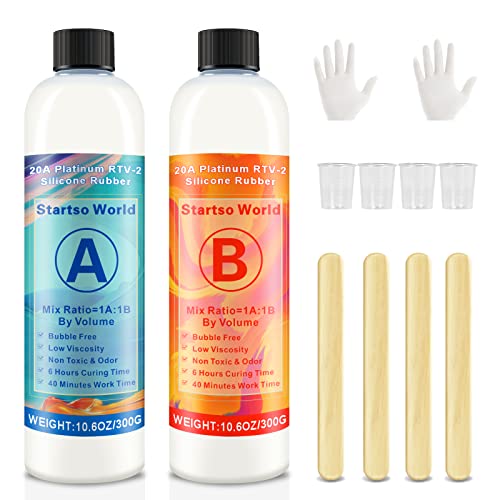 Silicone Mold Making Kit, 20A Translucent Platinum RTV-2 Liquid Silicone Rubber 21.2OZ for Casting Resin, Soap, Candle, Clay,DIY Molds-1:1 by Volume