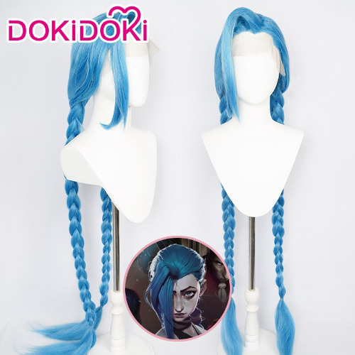 【Ready For Ship】DokiDoki Anime Arcane Wig LOL League of Legends Jinx Cosplay Wig Front Lace Women | Jinx