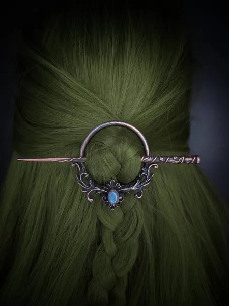 Copper Made to order Moonstone hair pin/ brooch