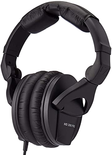 Sennheiser HD 280 PRO Closed-Back Around-Ear Collapsible Professional Studio Monitoring Headphones, for Recording & Mixing, 64 Ohms, Includes 6.3mm Stereo Jack Adaptor & 3m Coiled Cable - Single - HD 280 PRO