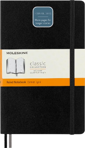 Moleskine - Classic Soft Cover Notebook Expanded - Ruled - Large - Black - Ruled $44.99