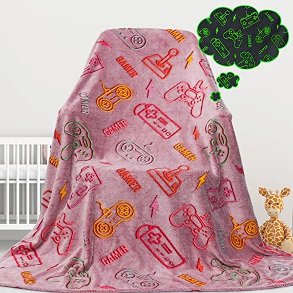 Gamer Blanket Soft Cozy Gaming Controller Throw Blanket for Kids Boys Teen Adults Gift Gaming Decor for Bedroom Fluffy Blanket Blanket Red 50"x60"