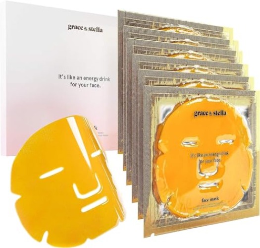 Grace & Stella Anti-Wrinkle and Energizing Face Masks - Vegan - 24k Gold Facial Masks - Hydrating Mask For Anti-aging, Firming, & Face-Lifting (6 Pack)