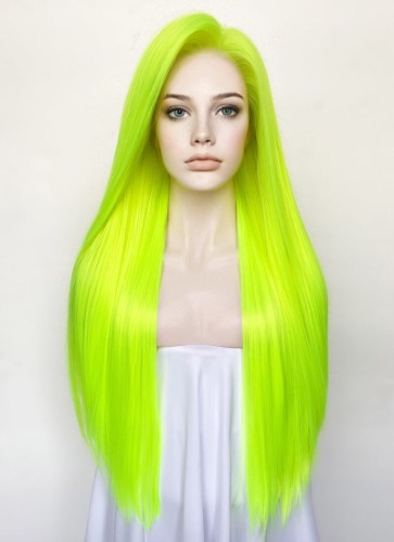 Neon Green Straight 13" x 6" Lace Top Synthetic Wig LFS020 | Neon Green