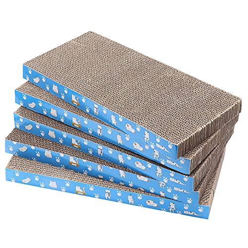 5 Packs in 1 Cat Scratch Pad, Cat Scratcher Cardboard,Reversible,Durable Recyclable Cardboard, Premium Scratch, Suitable for Cats to Rest, Grind Claws and Play - 1.4" H(5 Packs)