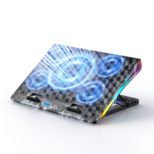 Dytole Laptop Cooling Pad, Laptop Cooler Gaming Laptop Cooling Fan, Laptop Cooling Stand for 15.6-17.3 Inches with 4 Adjustable Heights, RGB Lights, 5 Quiet Fans & 2 USB Ports - RGB