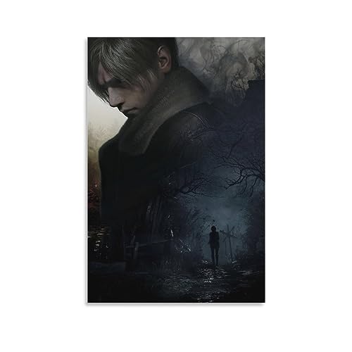 Khglxm Resident Evil 4 Game Anime Posters Leon S. Kennedy Cool Posters Wall Art Paintings Canvas Wall Decor Home Decor Living Room Decor Aesthetic Prints 16x24inch(40x60cm) Unframe-style - 16x24inch(40x60cm) - Unframe-style