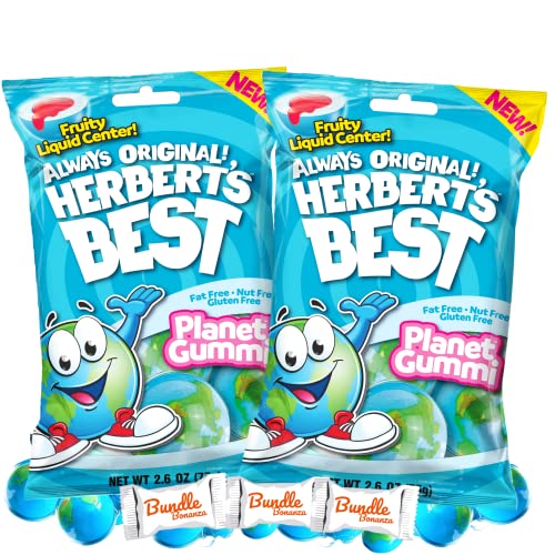 Efrutti Herberts Best Planet Gummi, Individually Wrapped 2.6oz (2 Pack) W/Bundle Bonanza Candy