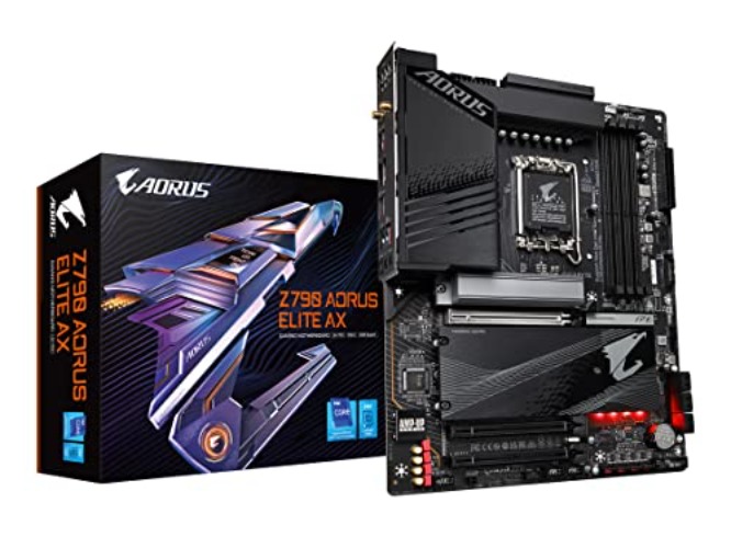 GIGABYTE Z790 AORUS Elite AX (LGA 1700/ Intel Z790/ ATX/ DDR5/ Quad M.2/ PCIe 5.0/ USB 3.2 Gen2X2 Type-C/Intel WiFi 6E/ 2.5GbE LAN/Q-Flash Plus/PCIe EZ-Latch/Gaming Motherboard) - Z790 - Z790 AORUS ELITE AX - Bundle