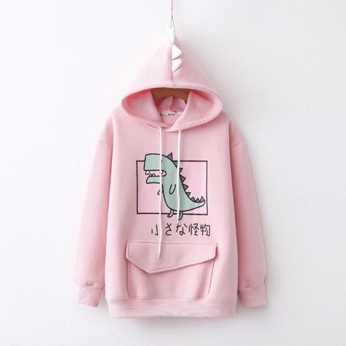 Pastel Dino Hoodie - Pink