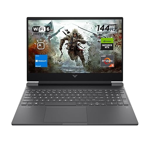HP Victus 15 Gaming Laptop, 15.6" FHD 144Hz Display, AMD Ryzen 5 7535HS, 16GB DDR5 RAM, 512GB PCIe M.2 SSD, NVIDIA GeForce RTX 2050, HDMI, Webcam, Backlit Keyboard, Wi-Fi 6, Windows 11 Home, Silver - 16GB RAM | 512GB SSD