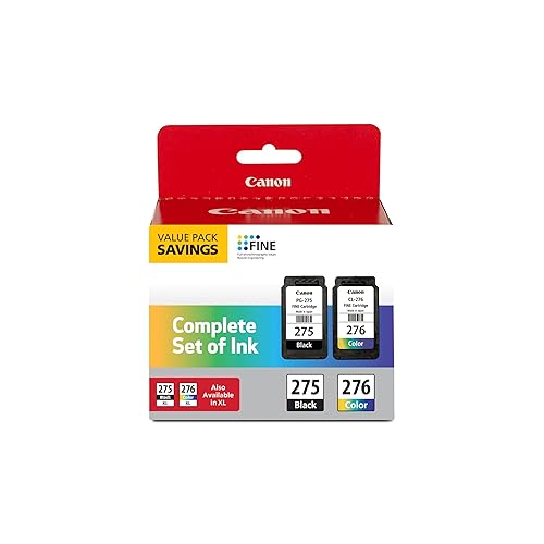 Canon PG-275 / CL-276 Genuine Ink Value Pack (2 Cartridges), Compatible with TS3520/3522/4722/3720/3722, TR4720 - MULTI PACK