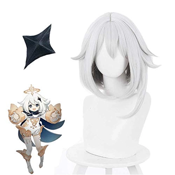 AWAVAWA Paimon Wig,Anime Game Cosplay Party Wig Hairpin Costume Accessories