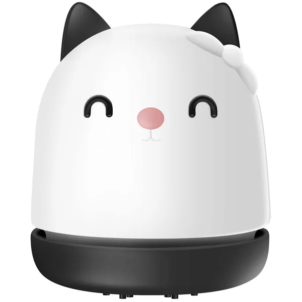 Mini Desktop Vacuum Cleaner, Portable USB Vacuum Cleaner for Desk Mini Cute Cartoon Desktop Vacuum for Cleaning Eraser Crumbs, Dust, Crumbs, Piano, Hairs, Computer, Keyboard and Car (White) - White