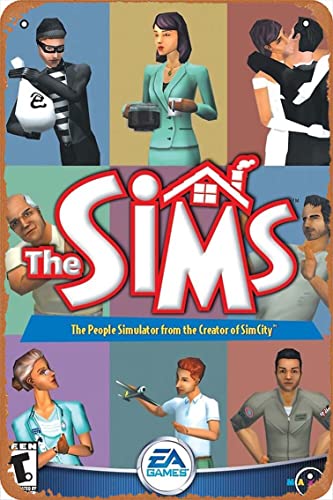Sims 1 Box Art Poster Vintage Retro Metal Sign 8x12 Inch Man Cave Home Wall Decor