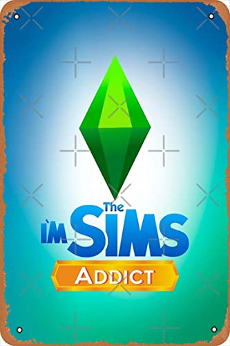 Yzixulet I'm The Sims Addict Poster Vintage Retro Metal Sign 8x12 Inch Man Cave Home Wall Decor