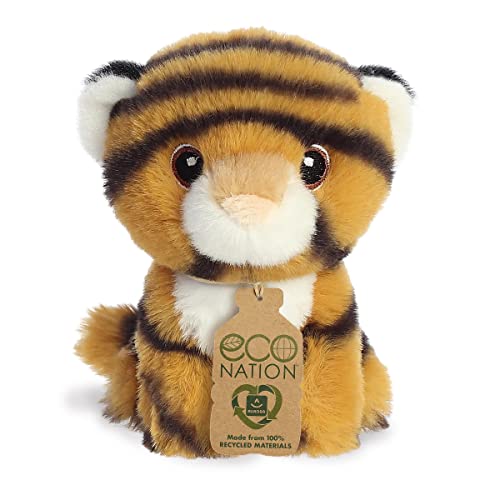 Aurora® Eco-Friendly Eco Nation™ Mini Tiger Stuffed Animal - Environmental Consciousness - Recycled Materials - Orange 5 Inches