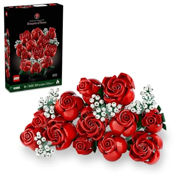 LEGO Icons Bouquet of Roses, Artificial Flowers for Home Décor, Gift for Her or Him for Anniversary or Any Special Day, Relax with a Unique Build and Display Model from the Botanical Collection, 10328