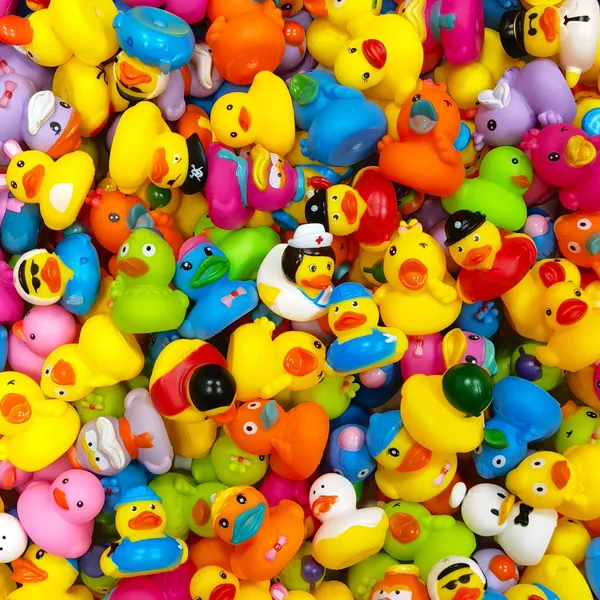 Abincee 30/50PCS Assortment Rubber Ducks Bath Toys with Storage Net,Soft Baby Shower Accessories Bathtub Toy Organizer Pool Toys for Toddlers (30) - 30