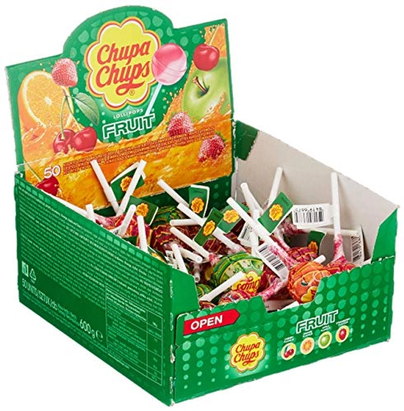 Chupa Chups Fruchtlutscher 50er Display mit einzel EAN-Code, 1er Pack (1 x 600 g)