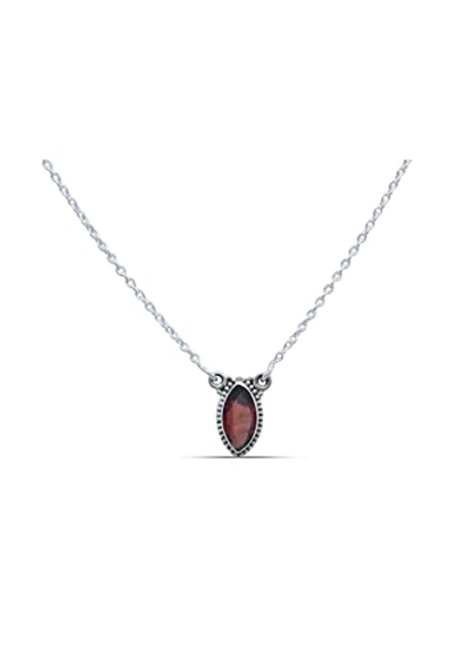 mantraroma Kette 925 Silber Stein Edelstein Collier Silber Damen Sterling Silber Halskette Geschenk (MCO-011)