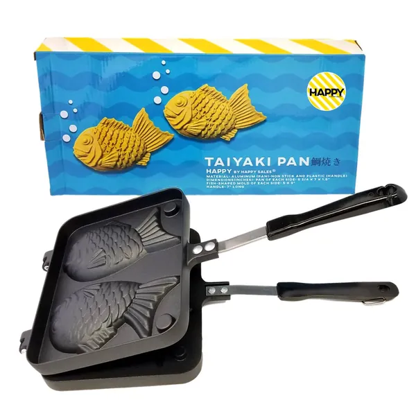 Happy Sales , Taiyaki Pan Fish shape, 8W x 2H x 12L, Black - Black