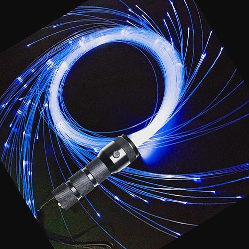 AZIMOM LED Fiber Optic Dance Whip Space Whip 6ft 360° Swivel 40Display Battery Power Mode Pixel Whip Rave Flow Super Bright Light Up Whip for Party Dancing EDM Show Music Festival - Battery Powered
