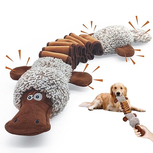 BUYPOW Squeaky Dog Toys, Interactive Tug of War Puppy Toys, Funny Plush Dog Chew Toys, Stuffed Dog Toys for Small,Medium and Large Dogs - Platypus - Platypus