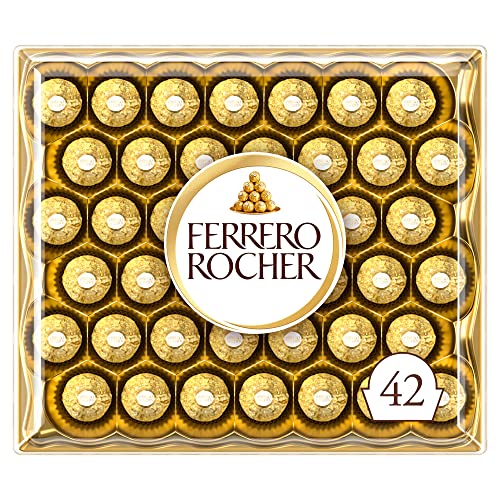 Ferrero Rocher Pralines, Christmas Chocolate Gift, Gifts for Women and Men, Covered in Milk Chocolate and Nuts, Box of 42 (525g) - 42 Count (Pack of 1)