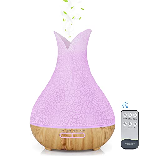 Essential Oil Diffuser,400ml Ultrasonic Aroma Air Humidifier for Large Room,Quiet Cool Mist Diffuser with 7 Colors Lights,4 Timer and Waterless Auto Off for Bedroom,Office,SPA, Better Breathing - White