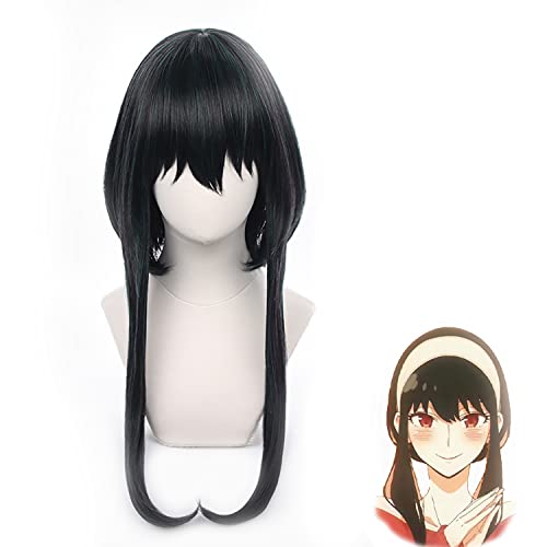 MUZI WIGS Anime Cosplay Wig, Spy Family Cosplay Costume Accessories, Long Straight Hair for Halloween Christmas Theme Party(Yor Forger-2) - Yor Forger-2