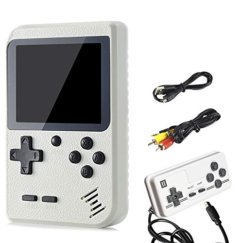 Portable Handheld Games Console with 800 Classical Games,Mini Retro Game Player Support for Connecting TV and Two Players,1020mAh Rechargeable Battery, Present for Kids and Adult (White) - White