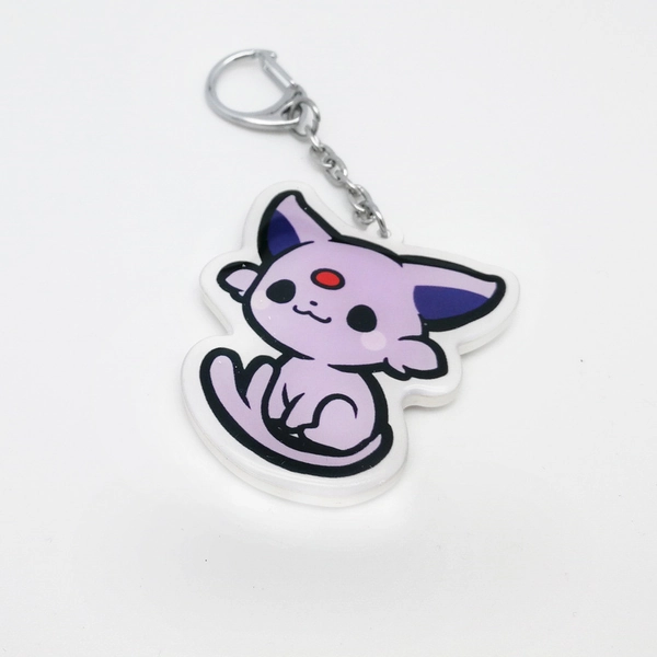 Cute Eevee Keychains Resin Pokemon Charms Eeveelution Key Rings - Espeon