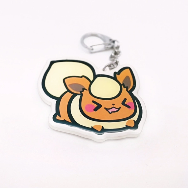 Cute Eevee Keychains Resin Pokemon Charms Eeveelution Key Rings - Flareon