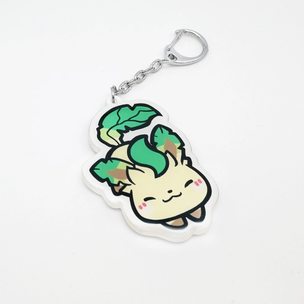 Cute Eevee Keychains Resin Pokemon Charms Eeveelution Key Rings - Leafeon