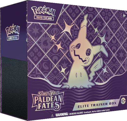 Pokémon TCG: Scarlet & Violett—Paldean Fates Elite Trainer Box (9 Boosters, 1 fullkonstfoliekampanjkort och tillbehör)