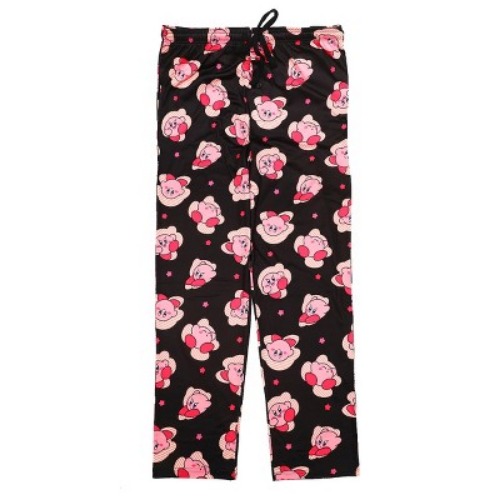 Kirby Character Print Men's Black Sleep Pajama Pants