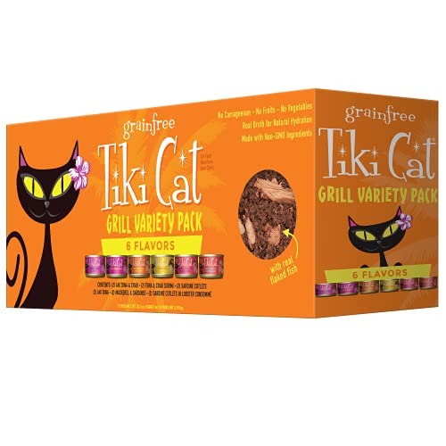 Tiki Cat Grill, Tuna & Crab Surimi, High-Protein and 100% Non-GMO Ingredients, Wet Whole Foods Cat Food for All Life Stages, 2.8 oz. Cans (Pack of 12) - Variety Pack - 2.1 Pound (Pack of 1)
