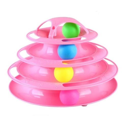 Foldable Multi layers Turntable interactive Cat Toy - Pink