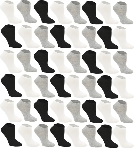 48 Pairs Womens Low Cut Ankle Socks, Comfortable Lightweight Breathable Athletic Bulk Pack Wholesale - One Size Assorted (Black/White/Gray)