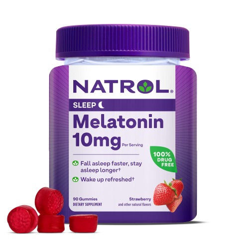 Natrol Melatonina 10mg 90 Gomitas de Fresa - Facilita el descanso - Vegana - Hecho en USA