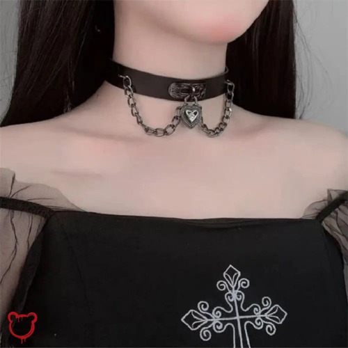 "Heart Chain Gothic Choker"