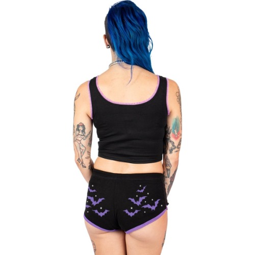 Purple Bats Short Shorts - L / Black/Purple