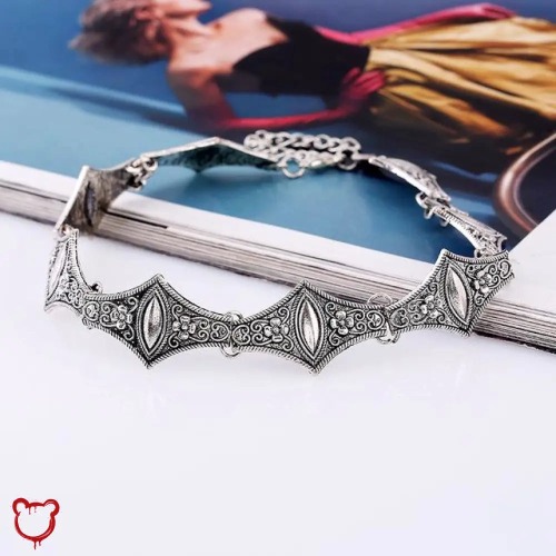 Gothic Geometry Choker - Ancient Silver