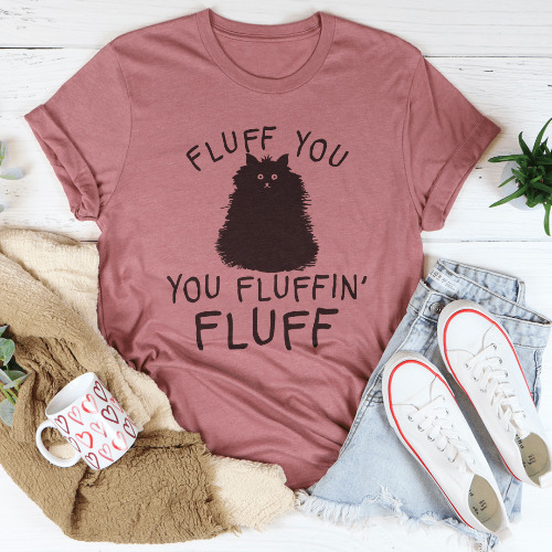 Fluff You Cat Tee - Mauve / M