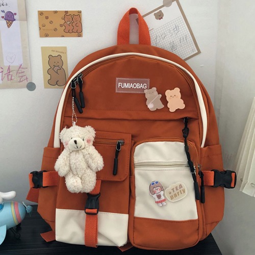 Color Block College Style Backpack