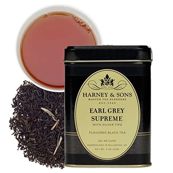 Harney & Sons Earl Grey Supreme, 4 oz Loose Leaf Tea w/Silver Tips and Bergamont Oil