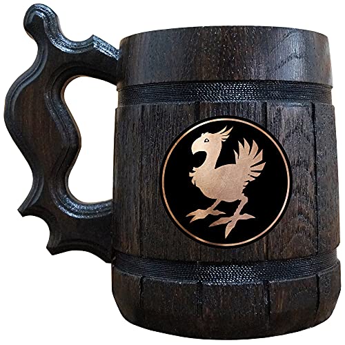 Chocobo Beer Mug, 22 oz, FF Gamer Merch, 21st Birthday Gifts For Him, Fathers Day Beer Mug, Gamer Gifts, Wooden Beer Stein, Geek Gifts