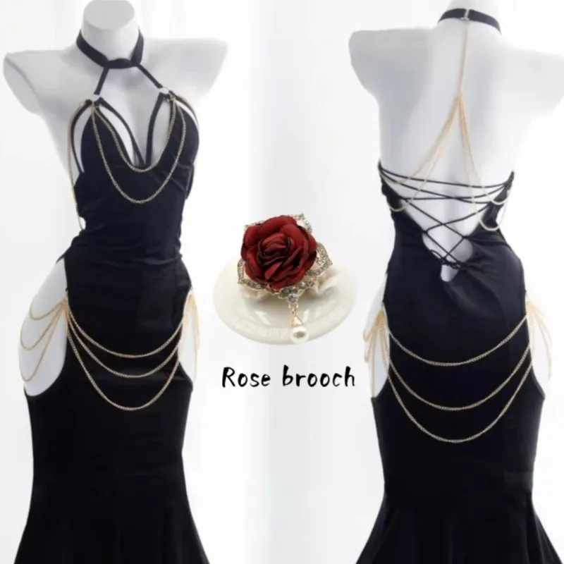 Disfraces de Cosplay de Anime Overlord Albedo, vestido de guante envuelto en la cadera, entrepierna abierta, falda de cola de pez, sirena negra, Disfraces de Halloween para niñas - AliExpress 200000532